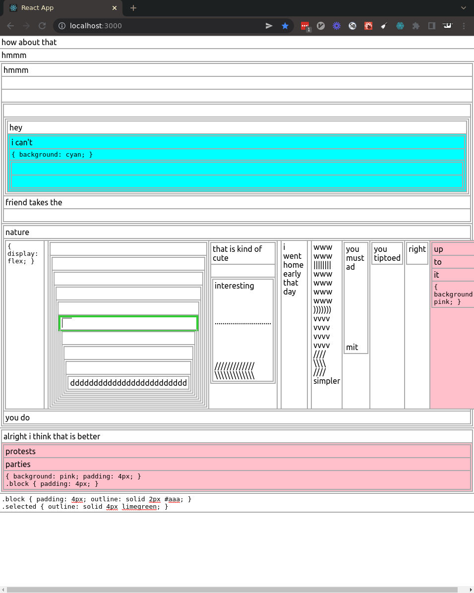 An editor with nested divs and customizable CSS